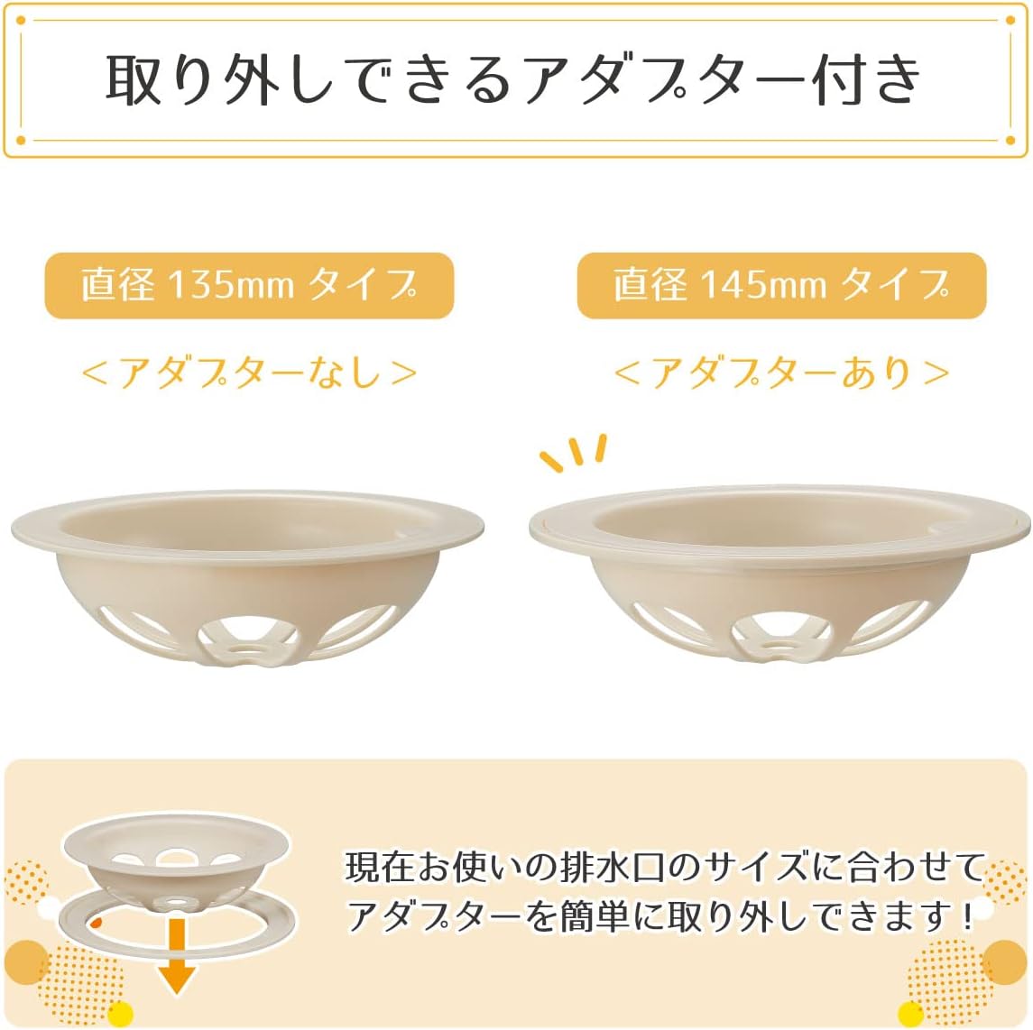 ベルカ 台所排水口ゴミ受け アダプター説明